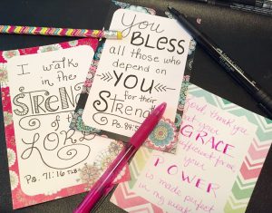 Bible journaling on cards by JoDitt